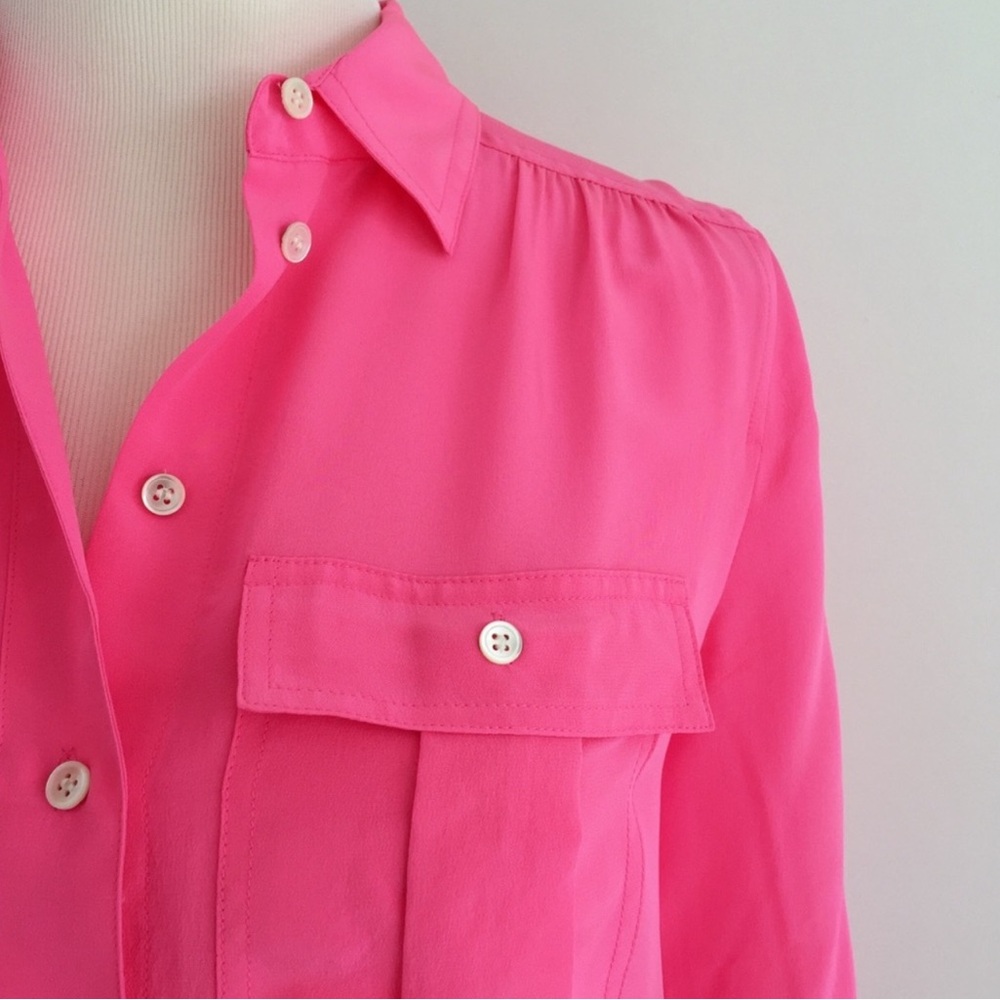 💞J.Crew Neon Pink Blythe Blouse - Picture 3 of 13